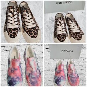 📣 Jenn Adore 2 Slip On Leopard & Tie Die Sneakers 🆕 😍 7.5 👟 1 Pair of Each